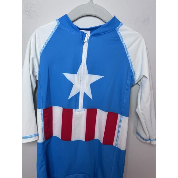 Cuddle Club CAPTAIN AMERICA SUNSUIT One Piece Rashguard Swimsuit Size 4T - Picture 2 of 6